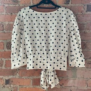 Zara Linen Polka Dot Tie Top